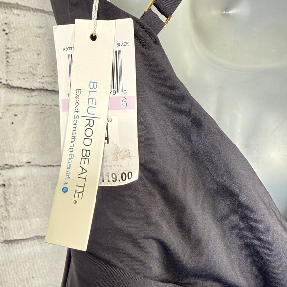 Bleu Rod Beattie Twist & Shout Black One Piece Swimsuit Shirred Size 6 NWT $119 - Picture 7 of 7